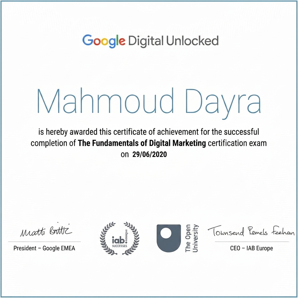 Google Digital Unlocked Certification